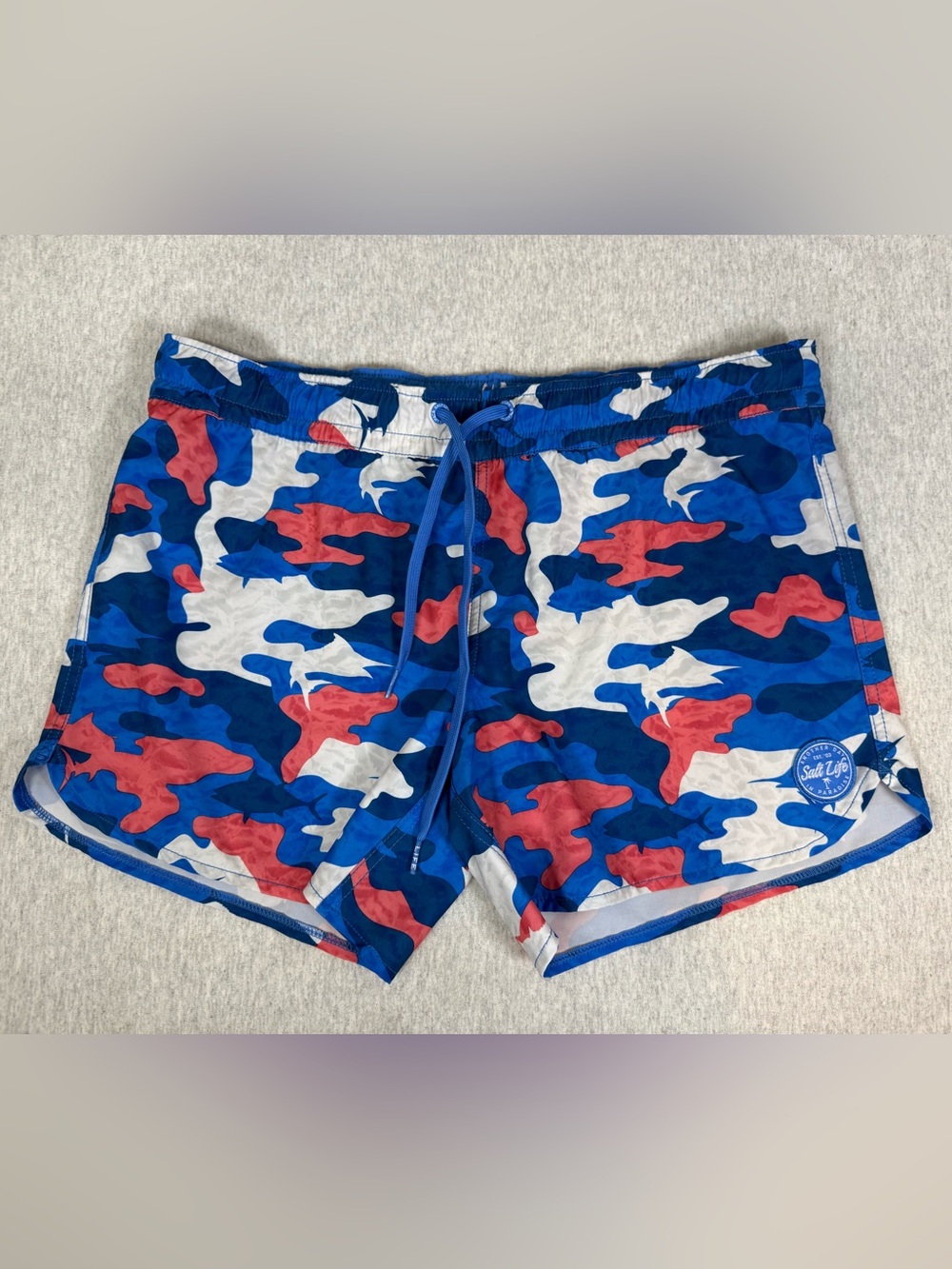 Salt‎ Life SLXQD Camo Aqua Trunks Patriotic Print- Size Large